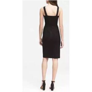 Banana Republic Solid Black Square Neck Sheath Dress Size 12 Sleeveless Cocktail